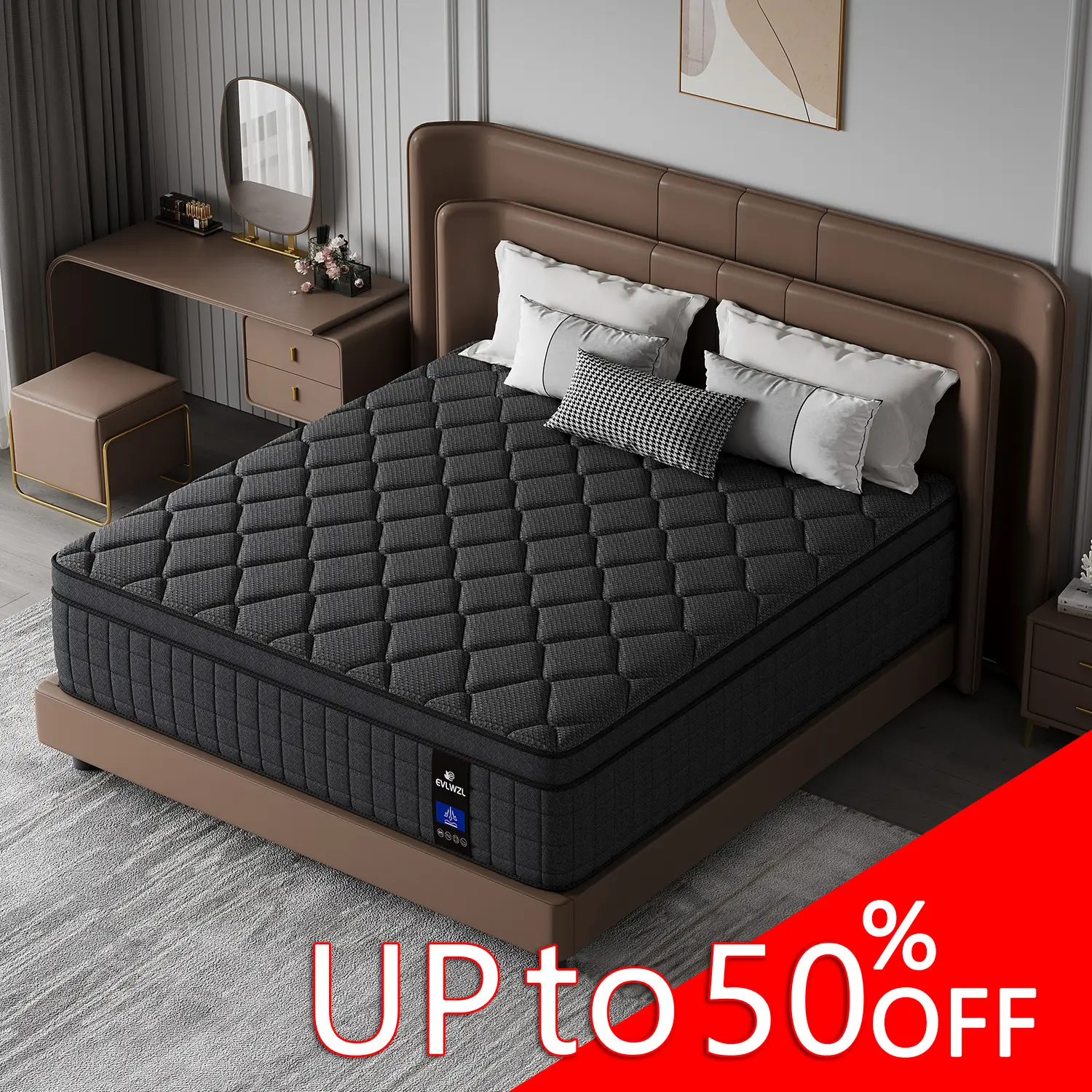 【mdz】8/10/12/14 Inch Twin, Full, Queen, King Mattress Memory Foam And Spring, Hybrid MattressMedium Firmness, Lumbar Support, For Home Rooms Hotels, B