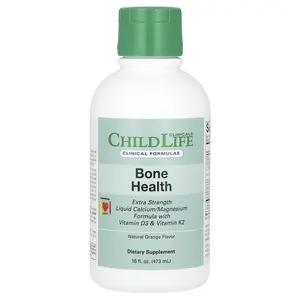 ChildLife Clinicals Liquid Calcium/Magnesium Formula with Vitamin D3 & Vitamin K2, Natural Orange, 16 fl oz (473 ml)