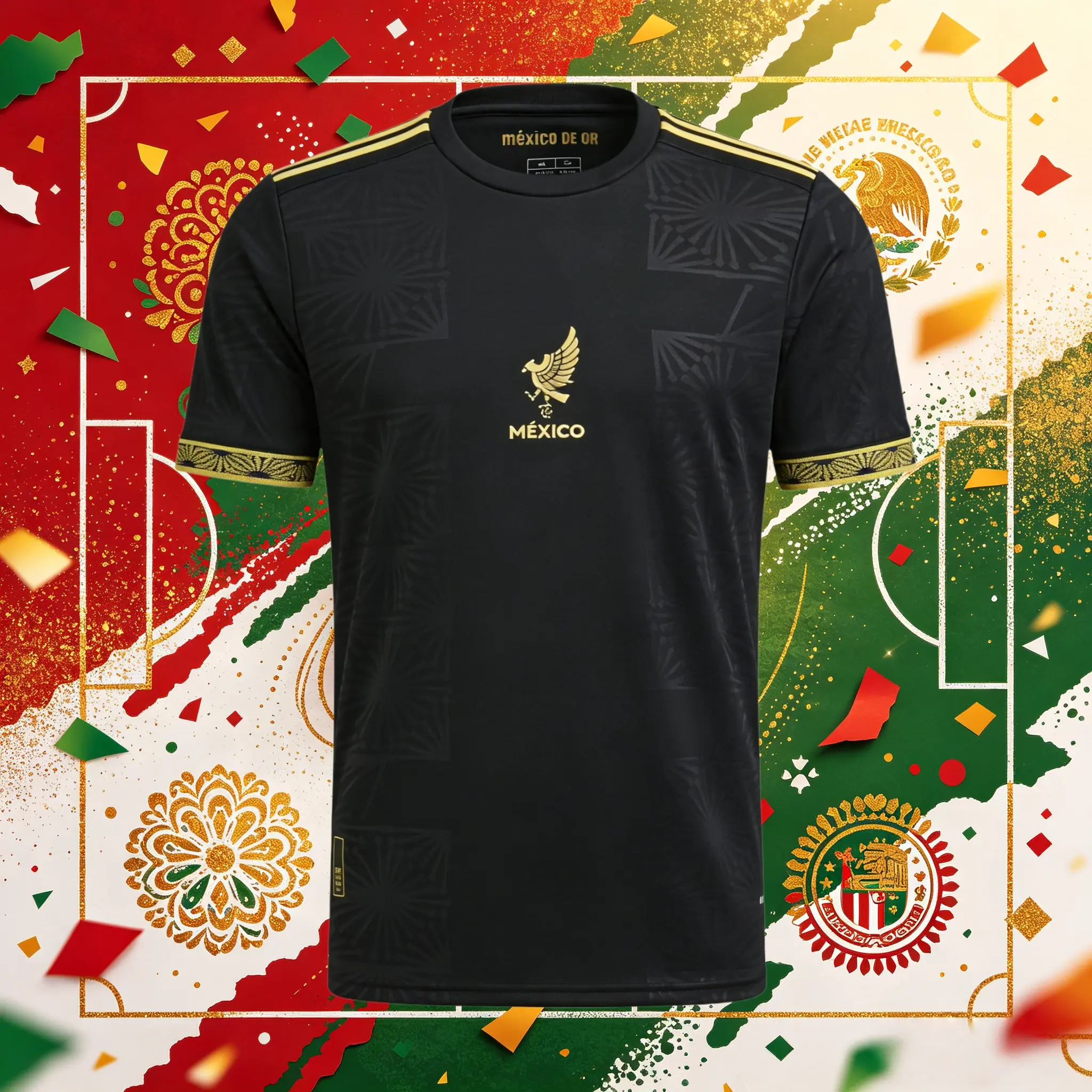 2025 Mexico National Home Black Short And Long Sleeve Soccer Jersey Fans Version