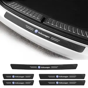 1/4/5/8/9Pcs Car Door Sill Carbon Leather Sticker Car Decals For Volkswagen VW GTI Golf 5 6 7 Mk4 Mk5 Mk6 Polo Passat B5 B6 B7 Scirocco Jetta Tiguan CC Touareg Beetle Rline R Touran Bora Auto Accessories