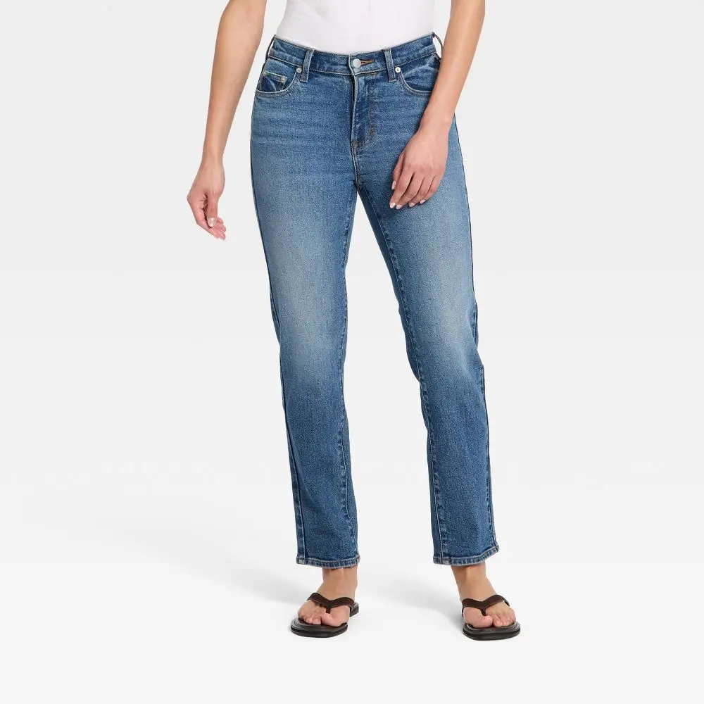Women's 80's Slim Mid-Rise Ankle-Length Bottom Pants - Zipper, Spandex Fabric, Button Closure Garment