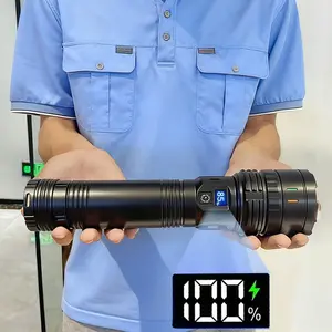 Portable Emergency Flashlight, 3600mah Type-C Rechargeable, Adjustable Focus, High Brightness, Four Light Modes, Shoulder Strap, Camping, Cycling, High Lumen Flashlights, High Lumens Flashlight