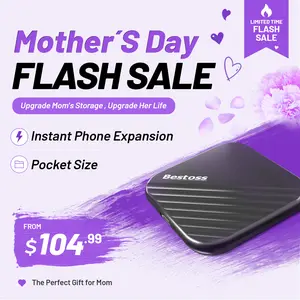 Bestoss Magnetic 512GB/1TB/2TB Portable SSD, Ultra-thin and lightweight(Compatible with iPhone 15 and above), up to 2000MB/s, 4K 120Hz ProRes HDR Record and Store, with Magnetic Ring,Enternal SSD for iPhone/Android/PC/Mac tiktokshopspringglowup