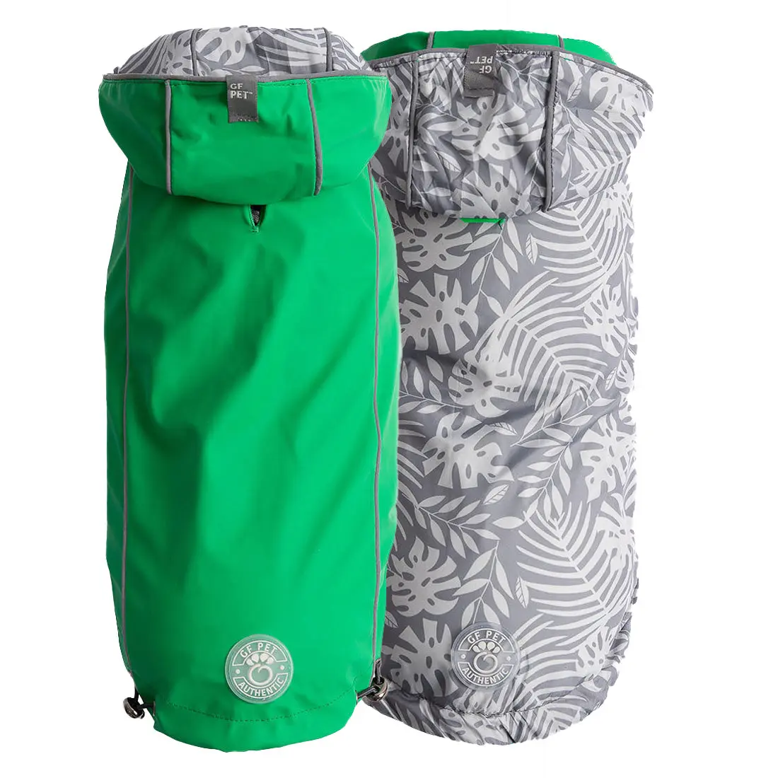 GF PET® Elasto-FIT® Reversible Waterproof Dog Raincoat – Green/Gray
