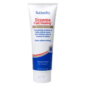 TriDerma Eczema Fast Healing Cream 4.2 oz with Organic Aloe Vera Shea Butter Vitamins for Sensitive Skin Adults Kids Therapeutic Repair Eczema Treatment Soothing Relief - Therapy