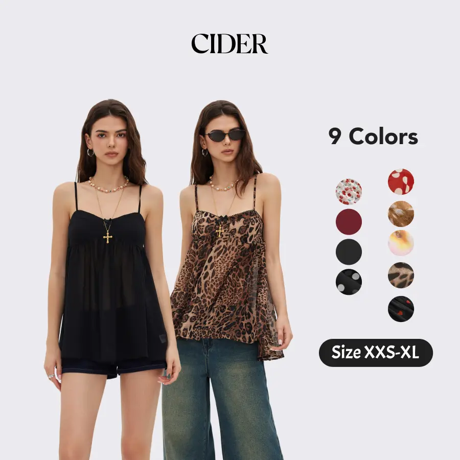 Cider Chiffon Leopard Bowknot Oversized Mini Nightdress Summer Womenswear Strap Chemise Nightgown Lace Nightwear SohoChic