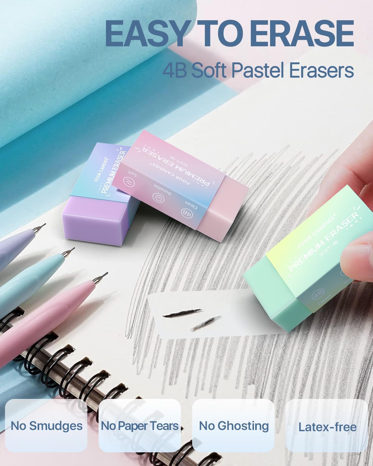 12Pack Pastel Mechanical Pencil 0.5 & 0.7 mm for School, with 741 Leads & Erasers, Cute Candy Pastel Art Drafting Pencils Mechanical with 720PCS (HB & 2B) Lead Refills & 21PCS Erasers & Storage Case  for Kid School Students Writing Drawing, Sketching