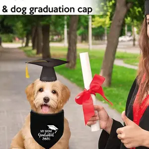 Pet Graduation Hat Set with Fringe and Pet, Adjustable Dog Cat Graduation Cap, Pet Graduation Costume Accessory, Party Supplies