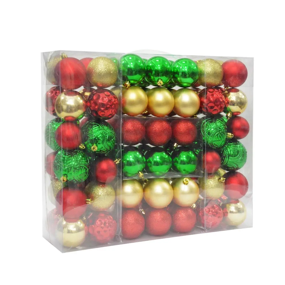 212 MAIN Multi-Color Shatterproof Lightweight Christmas Ornaments, 84-Piece Pack - Festive Decoration Boxed Set for Christmas Tree, Room Decor