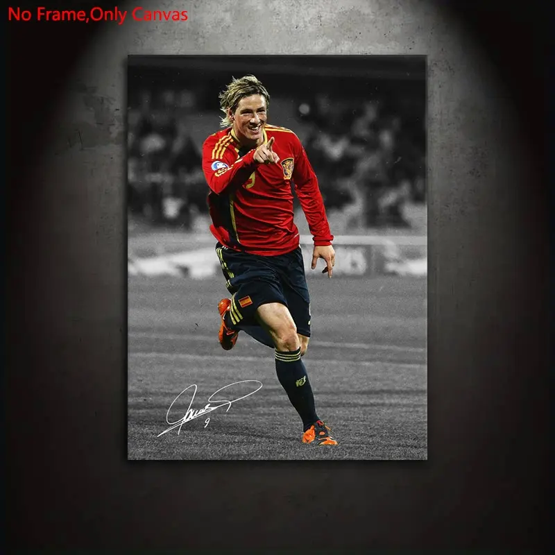 1 piece/set of frameless canvas painting print poster, Canvas Prints, classic retro realistic art, Fernando Torres, perfect gift for football lovers, ideal gift for bedroom, living room, bathroom, wall & room decoration