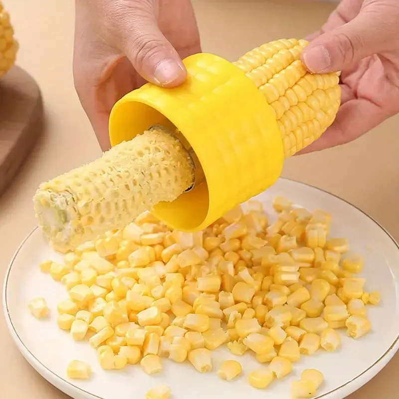 Stainless Steel Handheld Corn Sheller - Kitchen Utensils with Detachable Collection Cup, Multi-Use Cob Peeling & Kernel Cutter Gadget for Salads, Grilling, Everyday Cooking