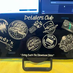 KQP Custom Laser Engraved Detailers License Plate Frame - Snug-Fit Standard-Size Acrylic Cover, Automotive Car Exterior Protector Accessory for Detailing Vehicles