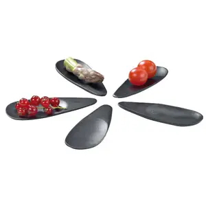 212 MAIN Mahal Black Bamboo Tear Shaped Tasting Spoon, 3.9x1.6 In, 144-Pack, Biodegradable Grease-Resist Culinary Cutlery, Tableware for Home & Party Supplies