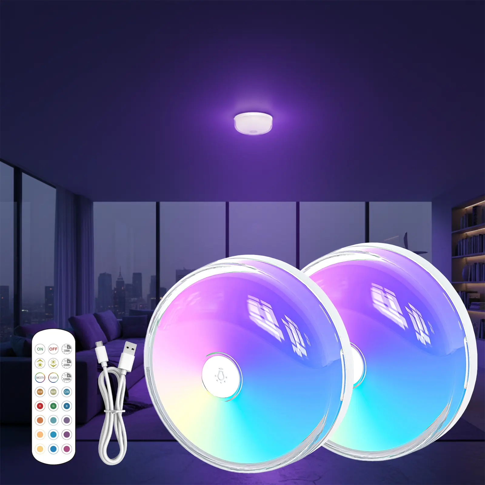 Shower light with multiple color adjustments, metal magnetic attachment, battery powered, no wiring required, customizable LED lights, color-changing ambiance settings, suitable for bathroom decoration, home decoration, and bedroom accessories, Decorative