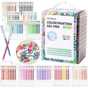 45/72/99162/252 Color Gel Pens with Storage Box, Fine Tip 0.6mm, Non-Toxic Water-Based Ink, Ideal for Adult Coloring Books and DIY Projects, Artist Bundle, Art Materials
