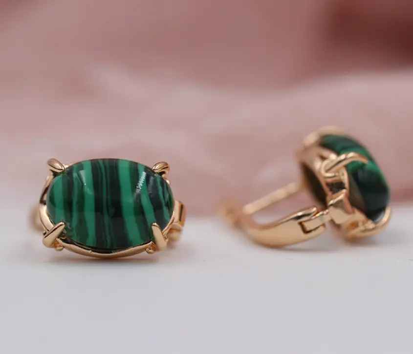 E28- Natural Malachites Earrings For Women!