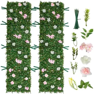 SummerWinsDecorative Artificial Luxury 3D Silk Floral Wall Backdrop Panels with Design, 2-Piece 2x8 ft Tool Kits - Pet-Friendly, Easy-Installation Hand Tools for Wedding, Event Decordealsforyoudays