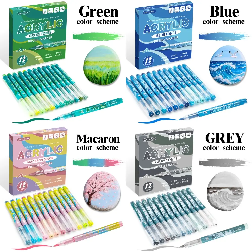 84 Color Liquid Ink Acrylic Paint Marker Set, 7 Series, 1 Box of 12 Gradient Colors, Fast Drying, Ideal for Canvas, Fabric, Rock, Ceramic, Wood, Glass, Acrylic Drawing Markers, Art Markers Set, Drawing Art Supplies, Painting Supplies