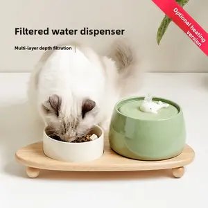 Ceramic Cat Water Dispenser with USB Interface - Silent Automatic Water Dispenser with Filter to Promote Hydration and Provide a Quiet Pet Drinking Bowl for Healthy Cats