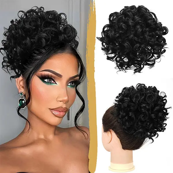 Messy Bun Hair Piece with Drawstring, Voluminous Curly Hair Bun Extension with Combs for Women with Thinning Hair Daily Use 80g Synthetic Hairpieces Realistic Hairpieces