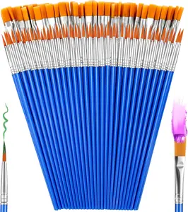 66 Pcs Small Paint Brushes Set - Slurrivate Round & Flat Brush Bulk for Detail Painting, Perfect for Acrylic, Watercolor, Canvas & Face Painting | Classroom, Kids & Artist Craft Supplies