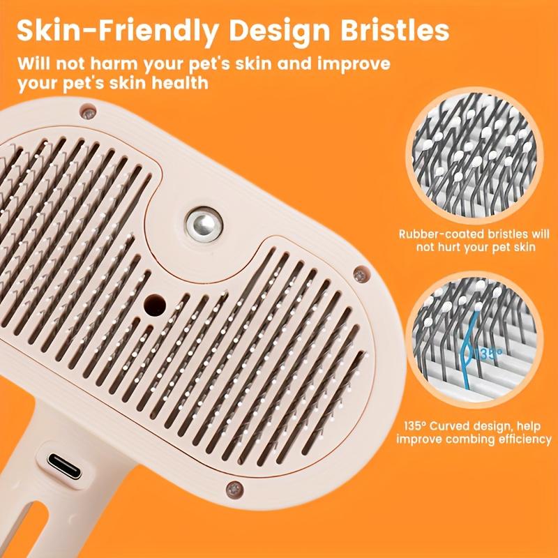 One Automatic Steam Pet Hair Remover, Anti-Shedding Brush with Stainless Bristles & Low-Voltage Operation, Suitable for Cats & Dogs/Long-Haired/Short-Haired Pets, Reduces Shedding for Grooming