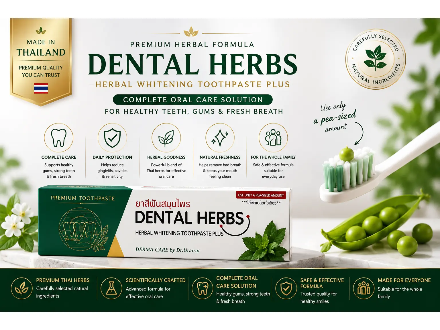 Dental Herbs Herbal Toothpaste for Whitening Teeth & Gum Care – Natural Oral Care with Clove, Licorice, Camphor & Menthol – Helps with Bad Breath, Sensitivity, Plaque & Tartar – Concentrated Formula