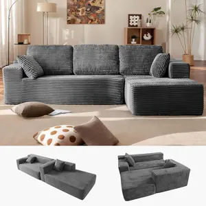 Couch Modern with Chaise Deep Seat  Chaise x Corduroy Sofa boneless modular furniture living room baratos Chenille Cloud Set Oversized Loveseat Down comfy diy compression loungers family cozy Bag 💥 holiday ed bedroom lounge studio home apartment Bean