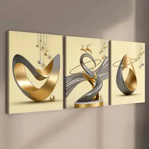 3 count wooden frame canvas, fashionable geometric design poster, modern abstract art decoration, exquisite family poster, suitable for living room corridor wall, HD inkjet printing, waterproof art