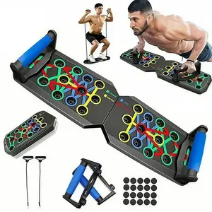 Beginner-Friendly Foldable Push Up Board with Resistance Band Kit for Easy At-Home Strength Training Compact & Portable Workout Equipment