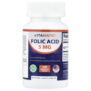 Vitamatic Folic Acid, 120 Vegetarian Tablets (8,333 mcg per Tablet)