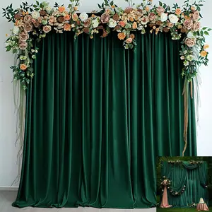 4 Panels 5ft x 10ft Green Backdrop Curtains 20ft x 10ft Polyester Photo Backdrop Drapes for Civil Wedding Party Photography Background Decorations Easy Hanging Wrinkle-Free Fabric