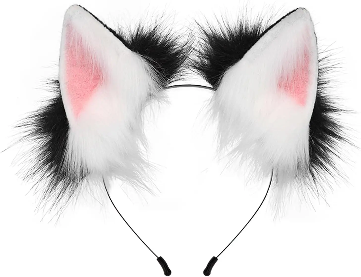 Handmade Faux Fox Ears Headband - Synthetic Wolf-Inspired Unisex Adult Fashion Hair Accessory, 1 Size, Black, White, Gray, Orange, for Halloween, Party