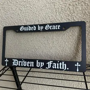 Christian Themes License Plate Frame with Cross Design and Text automotive accessory