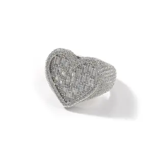 【PANG Jewelry】Accessories Street Trendsetter High-Class Ring with Personalized Hip-Hop Style New T-Shaped Heart Zirconium Ring
