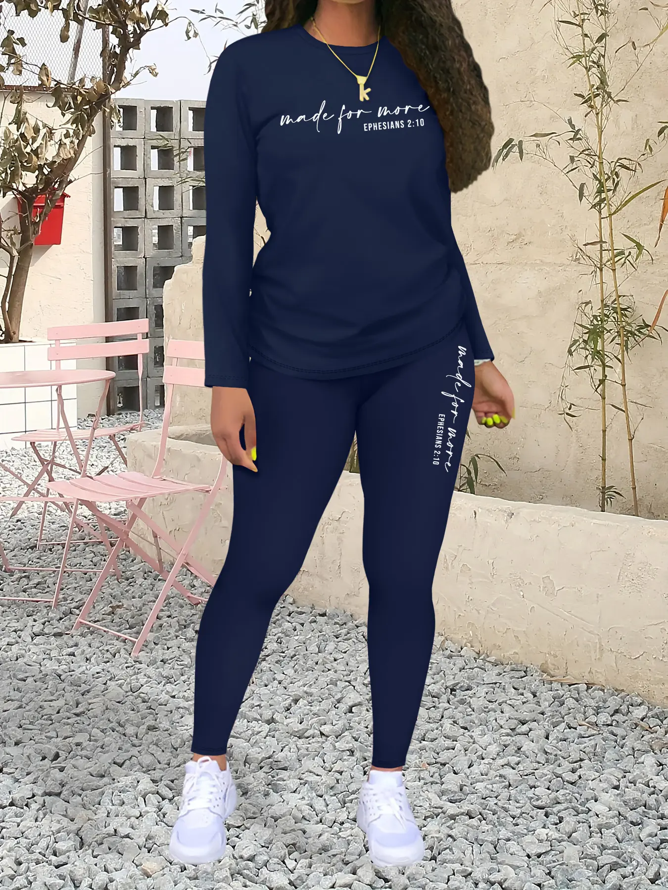 Letter Print Women's Casual Sportswear Two-Piece Set, Yoga Tracksuit Set, Fashionable Long Sleeve Top & Tight Pants, Fall & Winter, Fitness Clothing, Athleisure Sportswear Set, Casual Sportswear Outfit, Casual Athletic Wear