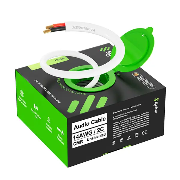 SYSTON 14 Gauge (14 AWG) Speaker Wire - Oxygen-Free Pure Copper (OFC) Audio Cable - Heavy Duty 14/2 Gauge Wire Home Theater Systems, Car Stereo, In-Wall Installation, Outdoor Speakers, Surround Sound, Subwoofer & Amplifier - Durable 14ga Speaker Wire