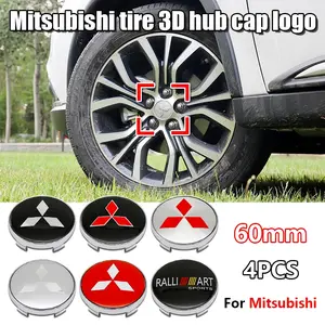 Mitsubishi Wheel Center Caps Set, 4-Piece 60mm Car Tire HUB Covers, Durable High-Quality Automotive Accessories, Practical Design, Car Parts