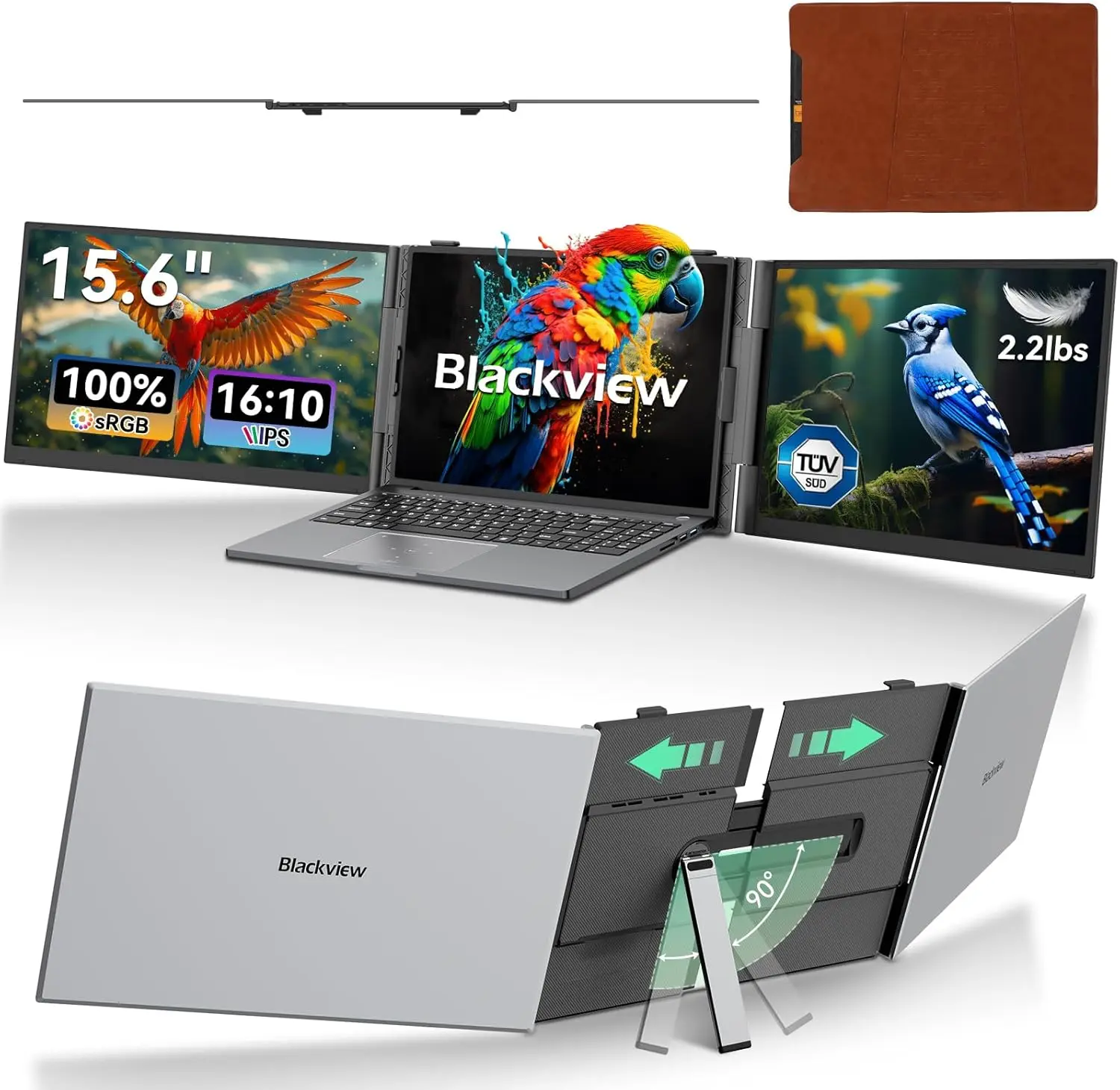 【DealsForYouDays 】15.6/ 14 Inch Laptop Screen Extender, 1080P FHD Triple Portable Monitor, Ultra-Slim Travel Dual Monitor Fit for 13"-17.3" Laptops, USB-C Plug&Play Extended Screen for Windows/Mac/Android/Switch