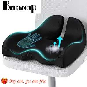 【BUY 1 GET 1 FREE】Benazcap Non-Slip Extra Large Ergonomic Memory Foam Seat Cushion for Office Gaming Chair & Car Pressure Sciatica Pain Relief X Large Size Gingham Design, Computer Chair Accessories