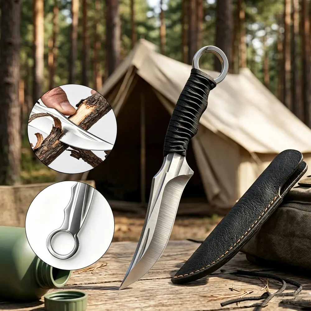 Forged Stainless Steel Boning Knife Heavy Duty Kitchen Meat Slicing Cleaver Utility Prep Knife with Sheath 7.87 Inch,outdoor,full,real,fishing,father,survival