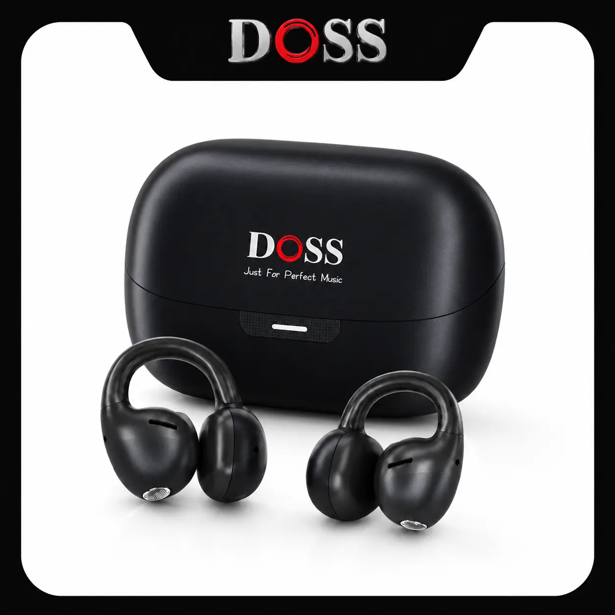 DOSS Open Ear Earbuds, Clip-On Earbuds Bluetooth 6.0 Wireless Headphones, Lightweight Comfortable Fit with ENC Call Noise Cancellation, 165H Ultra Long Playtime, IPX6 Water Resistant, 11mm Dynamic Driver Open Ear Headphones for Sports, Work, Travel
