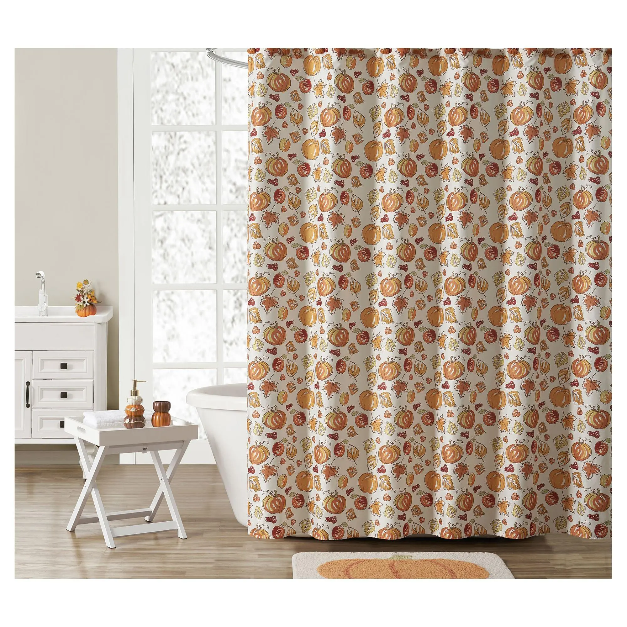 VCNY Home Autumn Leaves 16-pc Pumpkins Shower Curtain Bath Set