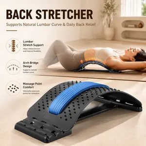 4-Level Adjustable Lumbar Back Stretcher Board with Lumbar Support, Lower Back Pain Relief Tool for Spine Decompression, Sciatica