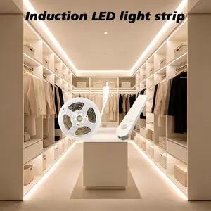 LED sensor light strip, available in warm and white colors. Powered by USB or batteries (batteries not included). Easy to install, suitable for bedrooms, dressing rooms, kitchens, staircases, and other areas.
