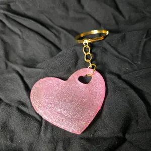 Pink resin heart keychain