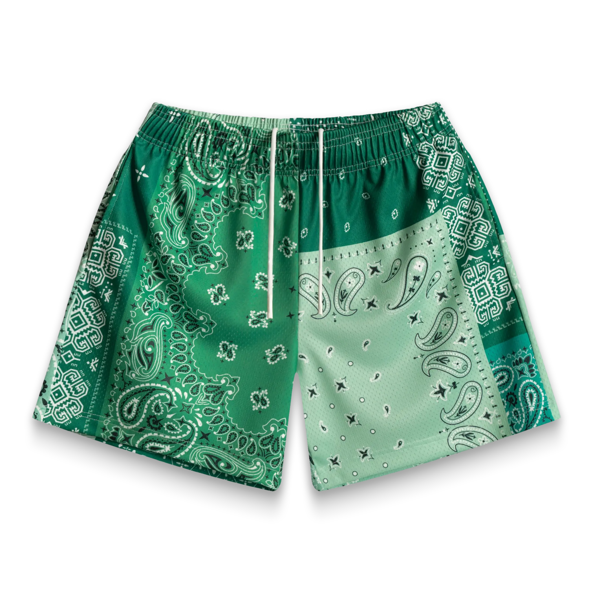 Green Patchwork Paisley Shorts