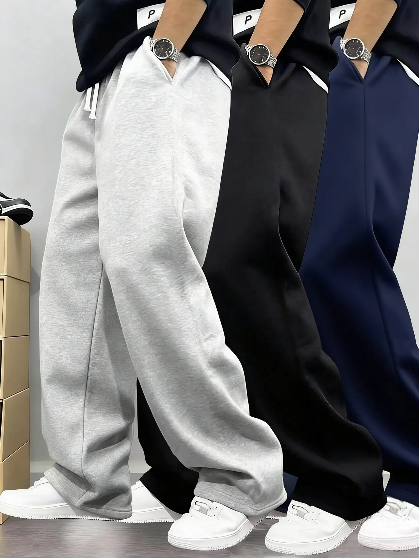 Men's Sport Fleece Pants, Elastic Waistband with Drawstring, Basic Running Pants, Lightweight Sweatpants, Jogging Pants, Athletic Running Pants, Ultimate Comfort for Daily Wear, All Seasons