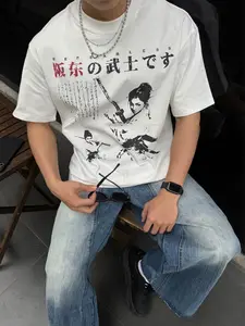 Japanese Style Women's Samurai Print T-Shirt, Streetwear Aesthetic Loose Fit, Long Sleeve Top Without Zipper, Perfect for Casual Wear