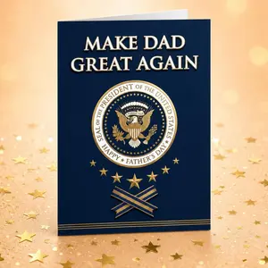 Father's Day Talking Greeting Card - "Make Dad Great Again" Presidential Voice, 40-Second Auto-Play on Open, Includes Envelope